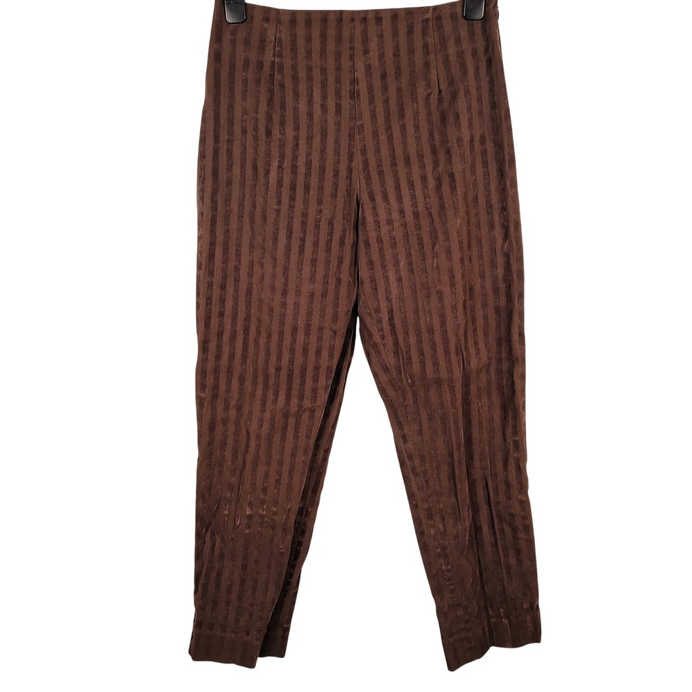 Sharon Endick Womens SZ 8 Kate Striped Trousers Brown Vintage Dark Academia